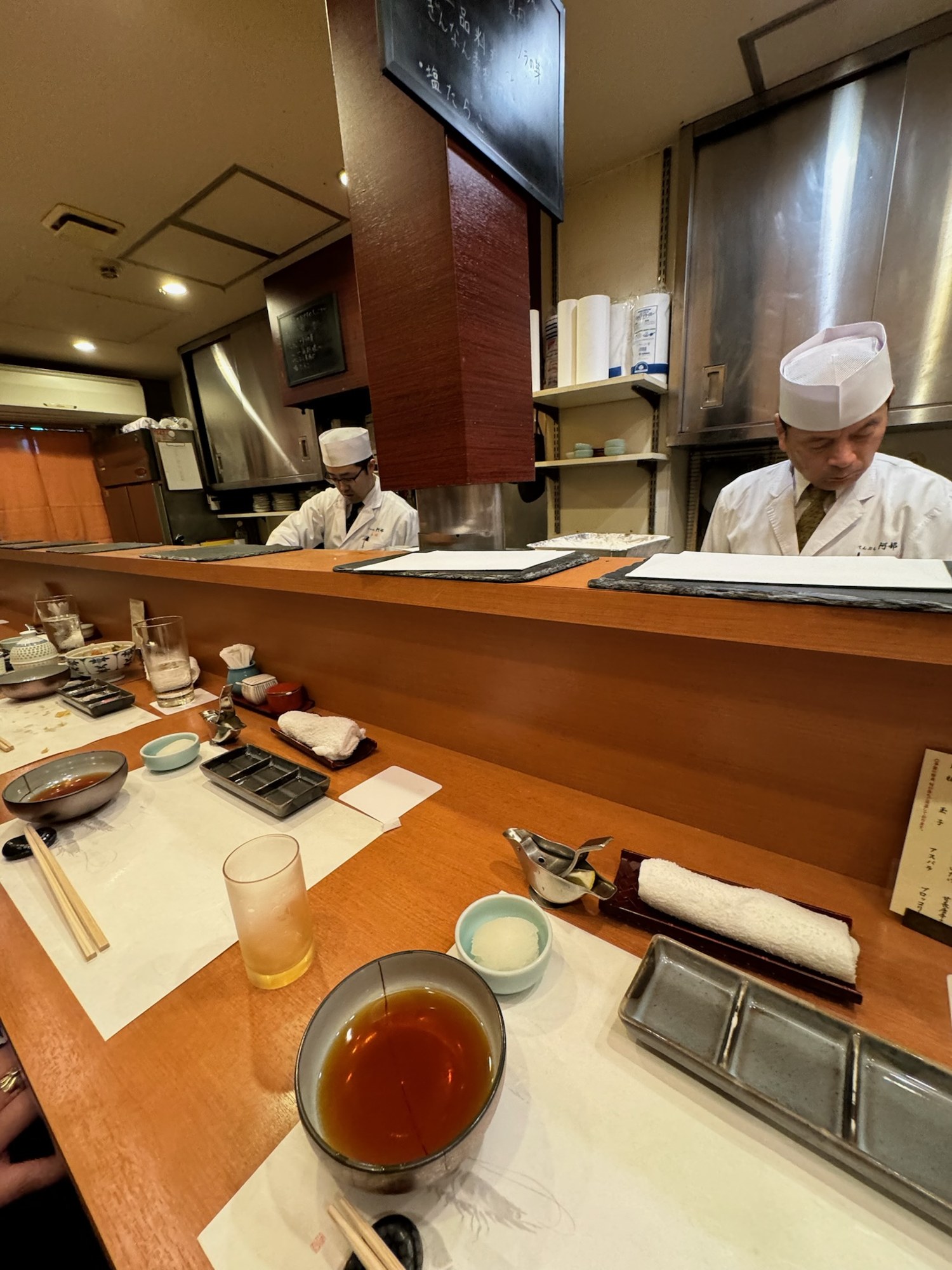 The tempura counter and open kitchen