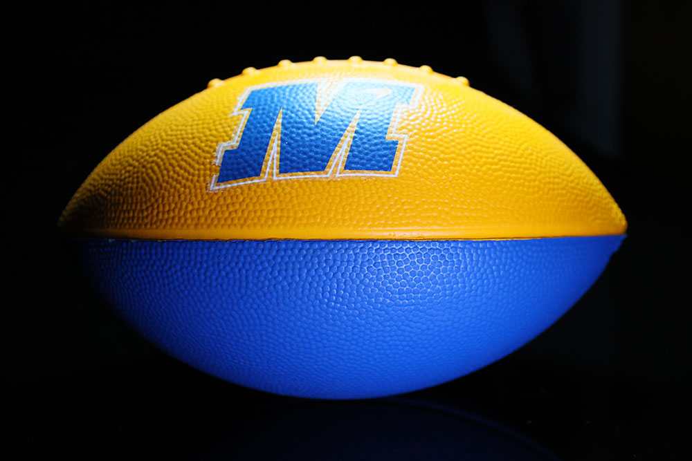 McLaren F1 Team promo foam football with the blue M logo on yellow
