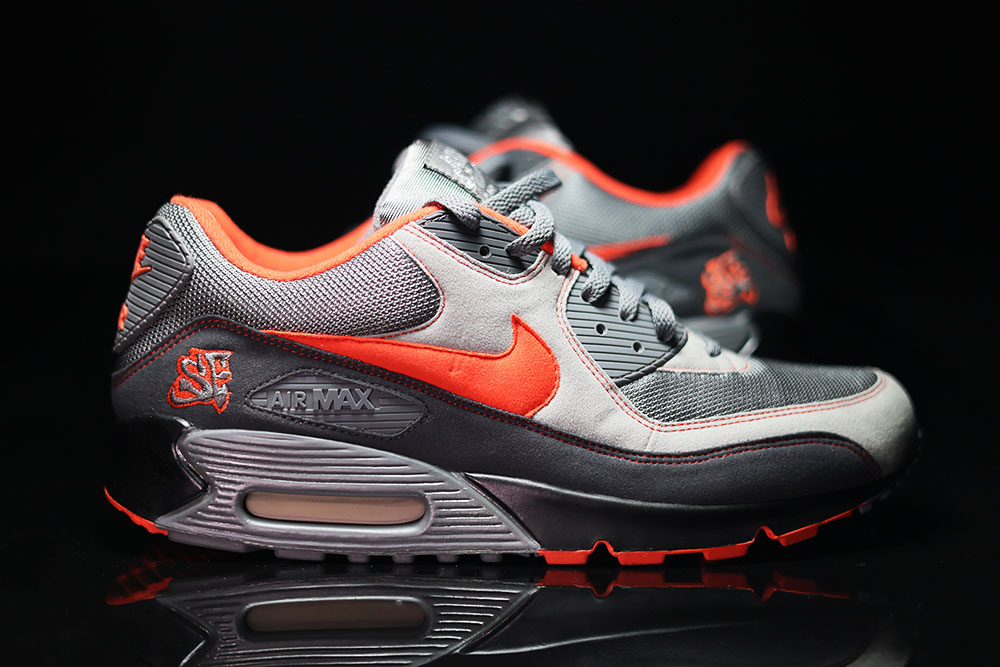 Nike Air Max 90 NTSF NikeTown San Francisco in grey and orange, lateral side